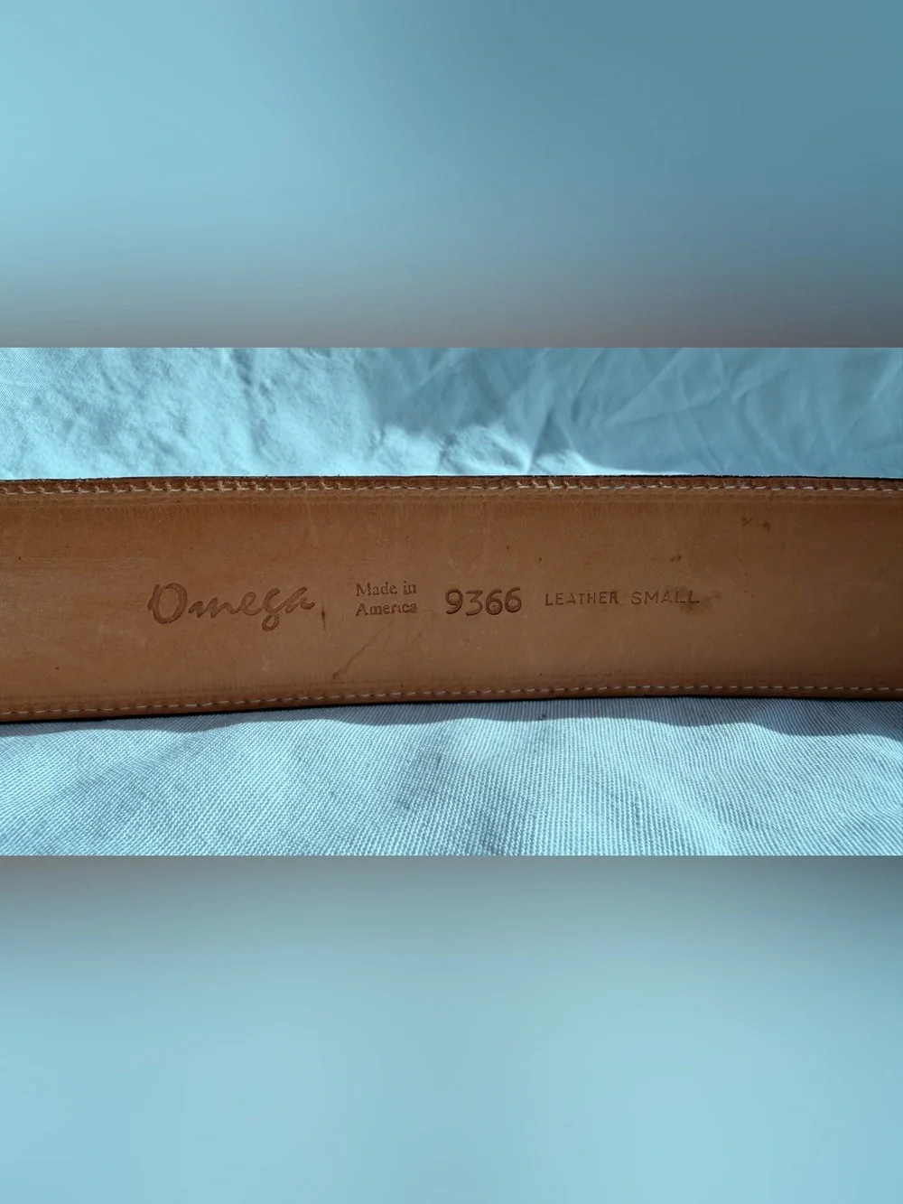 Vintage Waist Belt Brown Leather Crocodile Embossed by Omega Brass S